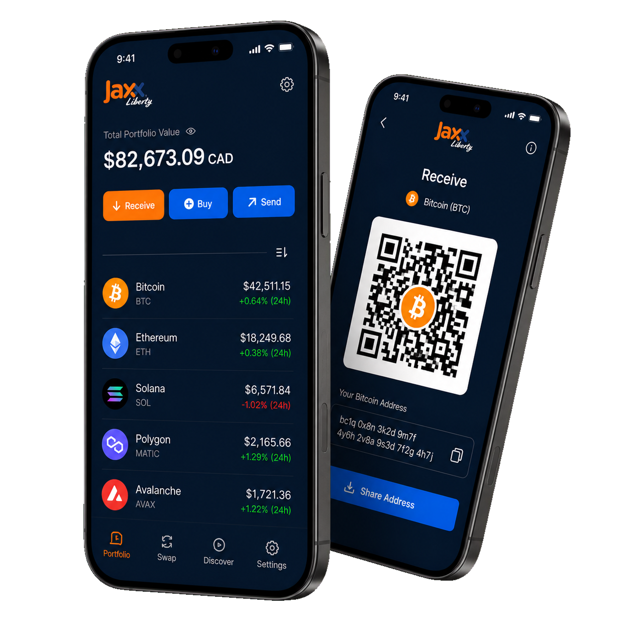 Jaxx Liberty portfolio and receive screens